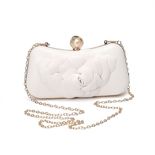 

Women's Clutch Evening Bag Coin Purse Leather Party Beach Flower Solid Color Flower White