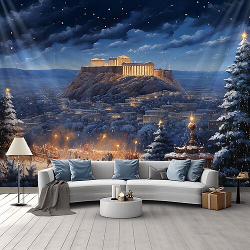 

Landscape Castle Hanging Tapestry Wall Art Large Tapestry Mural Decor Photograph Backdrop Blanket Curtain Home Bedroom Living Room Decoration