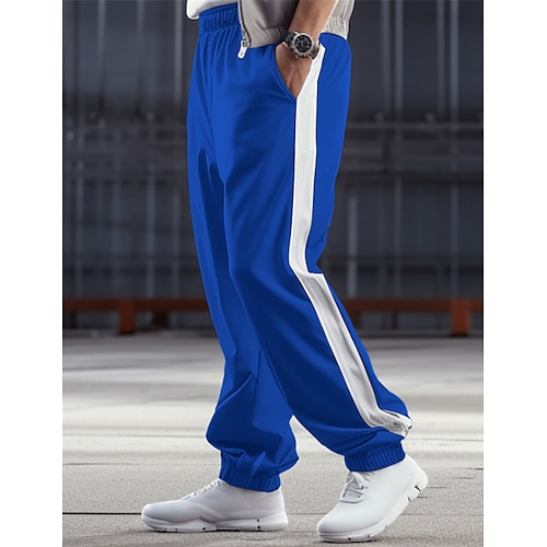 

Homme Joggings Pantalon Jogger Pantalon Cordon Taille elastique Manchette Elastique Bloc de couleur Confort Respirable Casual du quotidien Vacances Sportif Mode Noir Bleu