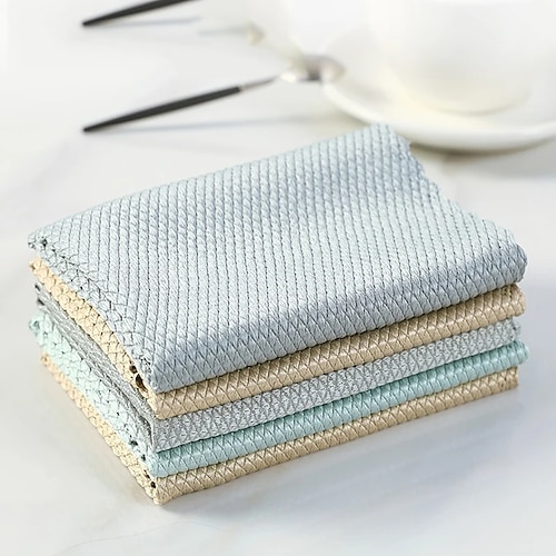 

Grille d'écailles de poisson pour voiture, lingette en verre sans marques d'eau, tissu épais, serviette de nettoyage de cuisine absorbant l'entretien, 5 pièces/10 pièces