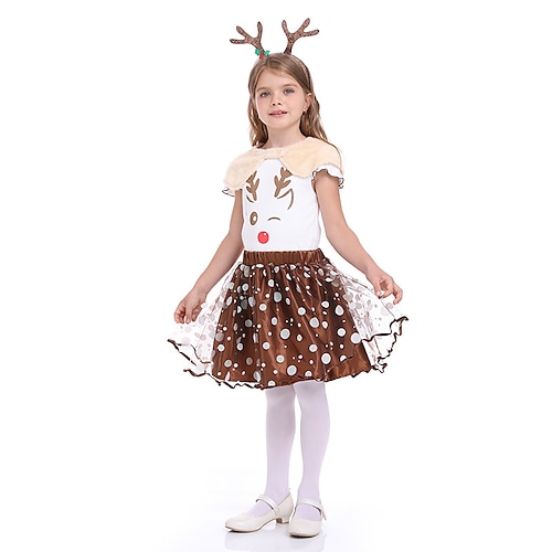 

Reindeer Tutu Fancy Christmas Dress Santa Suits Girls' Cosplay Costume Christmas Christmas Masquerade Christmas Eve Kid's Party Christmas Polyester Dress