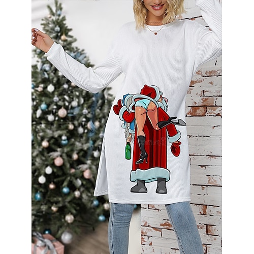 

femme laid noël pull pull pull col en v tricot côtelé polyester tricoté imprimé automne hiver régulier extérieur Noël vacances quotidien stylé décontracté manches longues animal vin vert s m l