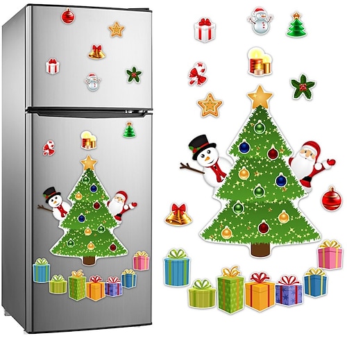 

Pegatinas navideñas para refrigerador de cuerpo de dibujos animados, decoración visual 3d, decoración impermeable de succión magnética