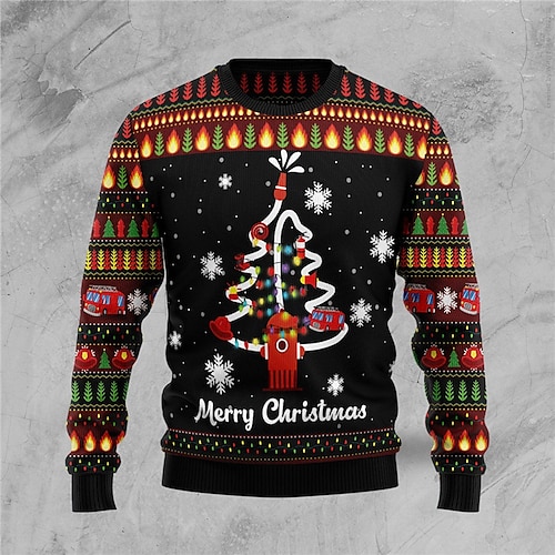 

Christmas Tree Casual Men's Knitting Print Ugly Christmas Sweater Pullover Sweater Jumper Knitwear Outdoor Daily Vacation Christmas Long Sleeve Crewneck Sweaters Black Fall Winter S M L Sweaters