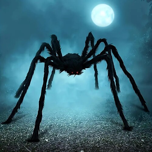 

1 pieza, decoración de Halloween para exteriores, araña peluda, araña gigante aterradora, araña grande falsa, accesorios de araña peluda para decoraciones de jardín de Halloween, decoración de fiesta,