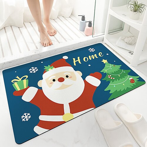 

Alfombrilla de baño navideña decorativa para baño, alfombrilla suave de goma antideslizante de secado rápido, alfombrilla de baño fina súper absorbente para debajo de la puerta, alfombrilla para el