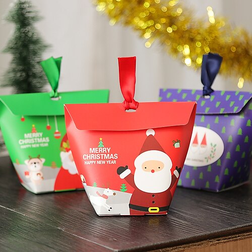 

Boîte d'emballage cadeau créative pour réveillon de noël, 5 pièces, fournitures de boîte-cadeau pour biscuits, pâtisserie, boîte à bonbons de noël