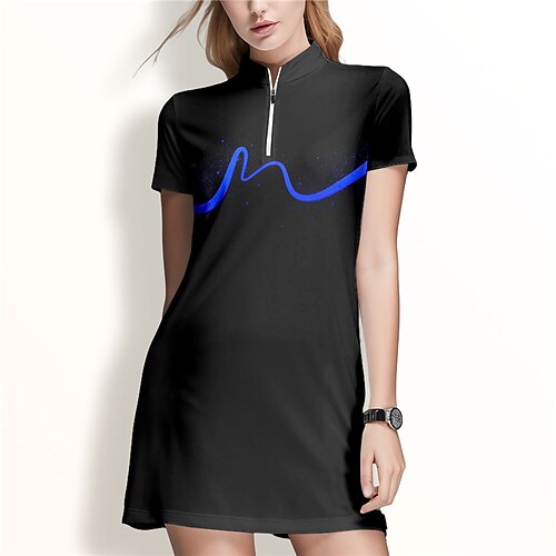 

Women's Tennis Dress Golf Dress Breathable Quick Dry Moisture Wicking Short Sleeve Dress Golf Apparel Regular Fit Zipper Printed Summer Tennis Golf Pickleball