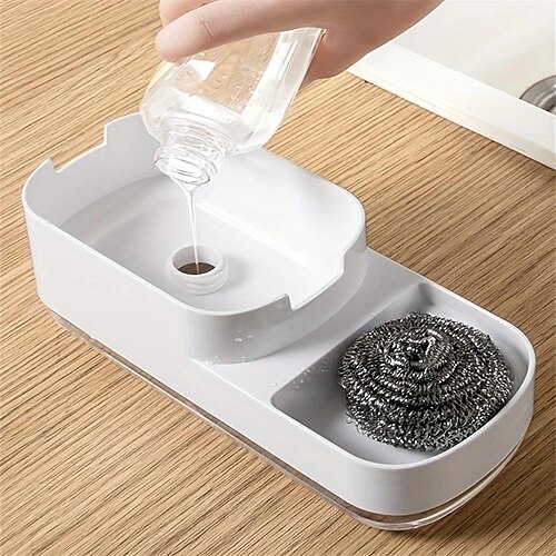 1pc Kitchen Dish Soap Dispenser With Sponge Holder, 2-in-1