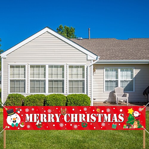 

Merry Christmas Banner, Christmas Banners for Outside, Red Xmas Sign Huge Christmas Yard Banner for Christmas Party, Outdoor Indoor Decoration 30050cm