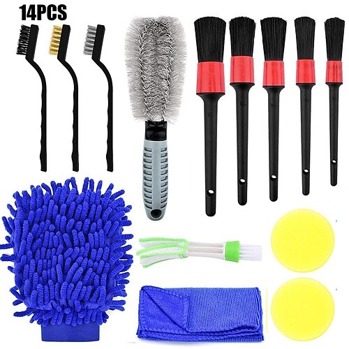 

14pcs Car Detailing Kit For Interior Cleaning, Polishing – Car Wash Tool Set For Auto Maintenance