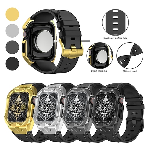 

1 Packung Sportarmband Kompatibel mit Apple Watch Armband 44mm 45 mm mit Fall Robust Verstellbar Silikon Ersatzarmband für iwatch Series Ultra 8 7 SE 6 5 4 3 2 1