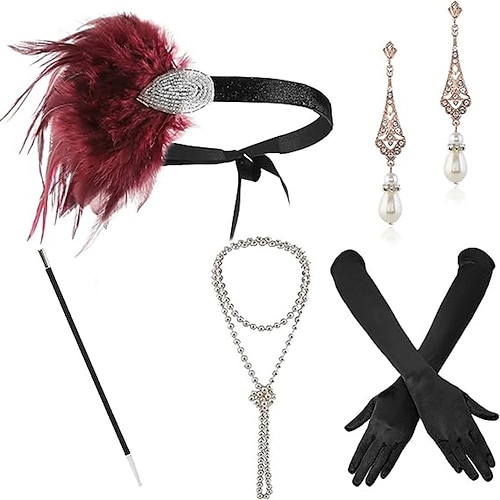 

1920s Great Gatsby Accessories Set for WomenCostume Flapper Headpiece Headband