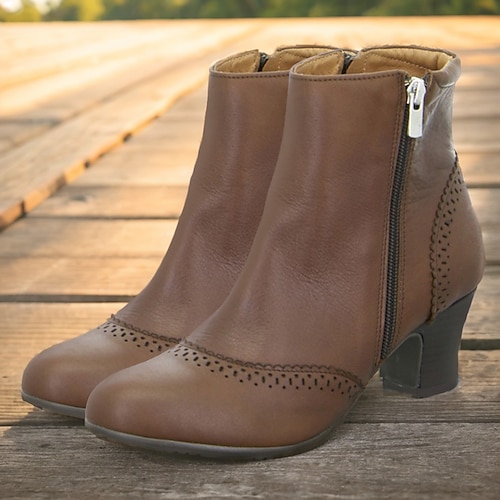 

Femme Bottes Chaussures Bullock Grandes Tailles Soirée Extérieur Travail Bottines Bottines Talon de chaton Rétro Vintage Mode Elégant Polyuréthane Fermeture Bloc de couleur Noir Marron Beige