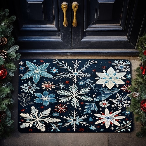 

Christmas Snowflake Doormat Non-Slip Oil Proof Rug Indoor Outdoor Mat Bedroom Decor Bathroom Mat Entrance Rug Door Mat