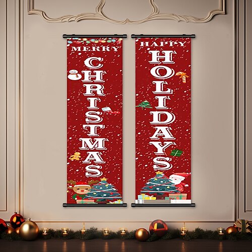 

1 póster de Navidad con perchas para patio, vacaciones navideñas, arte de pared, carteles en lienzo, arte para decoración del hogar, sala de estar, Arte de la pared Decoración