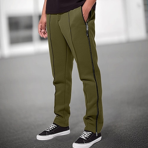 

Homme Joggings Pantalons décontractés Pantalon plissé Zippé Poche Fendu Plein Confort Respirable Extérieur du quotidien Sortie Mode Décontractées Noir Bleu