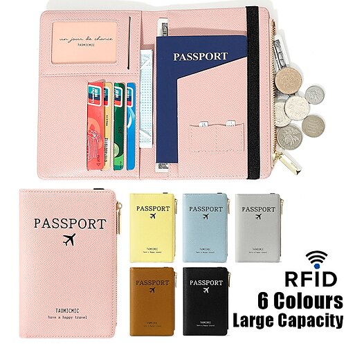 

Men's Women's Passport bag Wallet Credit Card Holder Wallet PU Leather Outdoor Daily Holiday Zipper Large Capacity Waterproof Lightweight Solid Color