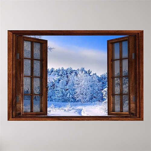 

Landschaftswandkunst auf Leinwand, gefrostete Bäume, Winterszene, Fensterdrucke und Poster, Landschaftsporträtbilder, dekorative Stoffmalerei für Wohnzimmer, Bilder ohne Rahmen