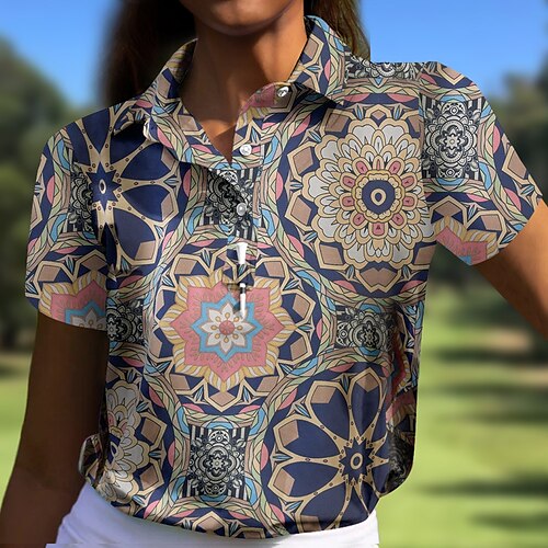 

Mujer Camisas de polo Camiseta de golf Polo con botones Transpirable Secado rápido Dispersor de humedad Manga Corta Ropa de golf ropa de golf Ajuste regular Impreso Verano Tenis Golf pepinillo