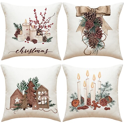 

Christmas Decorations Double Side Pillow Cover 1PC Xmas Soft Decorative Square Cushion Case Pillowcase for Bedroom Livingroom Sofa Couch Chair
