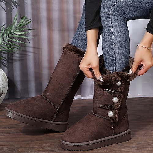 

Damen Stiefel Schneestiefel Übergrössen Winterstiefel Outdoor Täglich Innenfutter aus Fleece Stiefel mit mittlerer Wade Winter Flacher Absatz Brautkleider schlicht Komfort Minimalismus