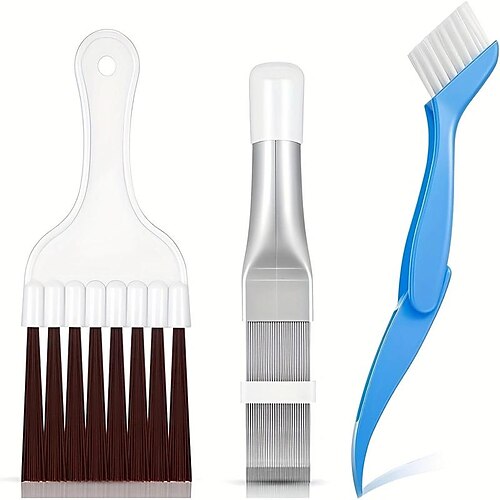 

3 unids/set peine de aleta de condensador de aire acondicionado de coche, limpiador de aletas automático y juego de cepillos de limpieza, cepillo de condensador de bobina, cepillo batidor de