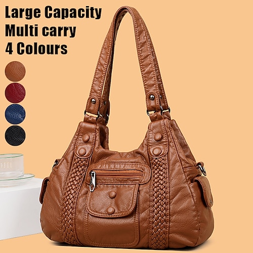 

Mujer Bolso de mano Bolso bandolera Bolsa de hombro Bolsa de vagabundo Cuero de PU Exterior Diario Festivos Cremallera Tirantes Trenza Gran Capacidad Impermeable Ligero Color sólido Granate Negro