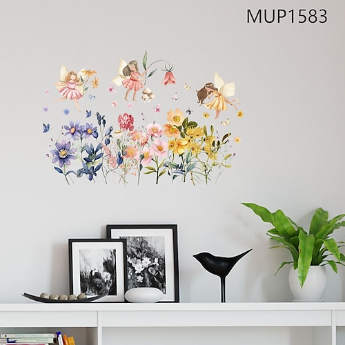 

Flower Fairy Flower Butterfly Plant Wall Stickers Can Be Removed Living Room Bedroom Study Children's Room Home Decoration Background Wall Stickers