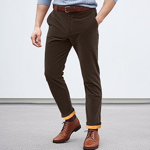 

Hombre pantalones de traje Pantalones de lana Pantalones de Pana Bolsillo Plano Comodidad Transpirable Exterior Diario Noche Pana Moda Casual Negro Vino