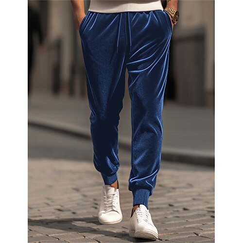 

Homme Joggings Pantalon Jogger Pantalon Pantalon en velours Cordon Taille elastique Manchette Elastique Plein Confort Respirable Casual du quotidien Vacances Sportif Mode Noir Bleu