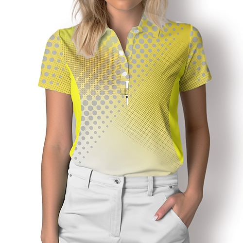 

Damen poloshirt Golfhemd Geknöpftes Poloshirt Atmungsaktiv Schnelltrocknend Feuchtigkeitsableitung Kurzarm Golfbekleidung Golfkleidung Regular Fit Punkt Sommer Tennis Golfspiel Pickleball