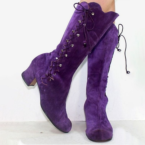 

Mulheres Botas Sapatos de camurça Tamanhos Grandes Botas de salto Ao ar livre Diário Botas Longas Botas da panturrilha Laço Cadarço Salto Robusto Ponta Redonda Vintage Elegante Sensual Camursa