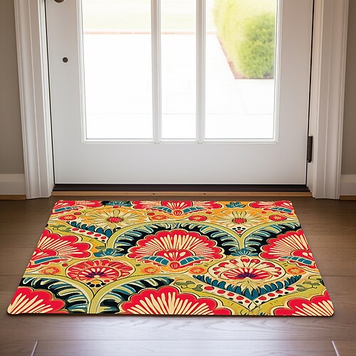 

Böhmische Mandala bunte Fußmatte, rutschfester, ölbeständiger Teppich, Innen- und Außenmatte, Schlafzimmer-Dekoration, Badezimmermatte, Eingangsteppich, Fußmatte