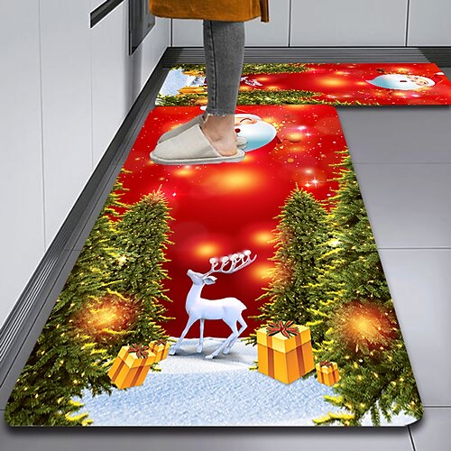 

Tapis de cuisine de noël antidérapant, résistant à l'huile, intérieur et extérieur, décoration de chambre à coucher, de salle de bain, d'entrée, de porte