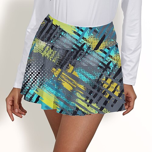 

Women's Tennis Skirts Golf Skirts Breathable Quick Dry Moisture Wicking Tennis Clothing Golf Apparel Regular Fit 2 in 1 Golf Tee Pocket Plaid Printed Summer Tennis Golf Pickleball