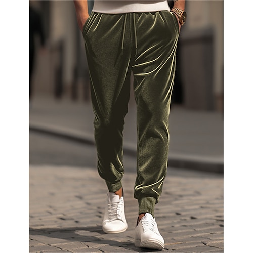 

Herren Jogginghose Trainingshose Jogginghose Jogger Hose Hosen Samthose Kordelzug Elastische Taille Elastischer Ärmelbund Glatt Komfort Atmungsaktiv Casual Täglich Festtage Sport Modisch Schwarz Blau