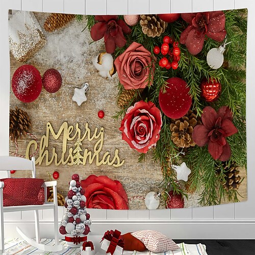 

Decoración navideña, tapiz colgante, arte de pared, tapiz grande de Navidad, decoración mural, fotografía, telón de fondo, manta, cortina, hogar, dormitorio, sala de estar