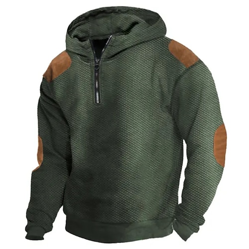 

Homens Moletom Quarter Zipper Hoodie Verde Tropa Com Capuz Bloco de cor Patchwork Desportos e Ar livre Diário Feriado Vintage Roupa de rua Casual Primavera Outono Roupa Moletons Moletons Manga Longa