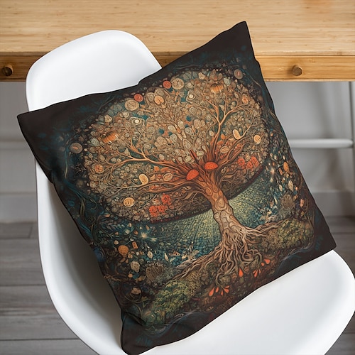 

Baum des Lebens, doppelseitiger Kissenbezug, 1 Stück, weich, dekorativ, quadratisch, Kissenbezug für Schlafzimmer, Wohnzimmer, Sofa, Couch, Stuhl
