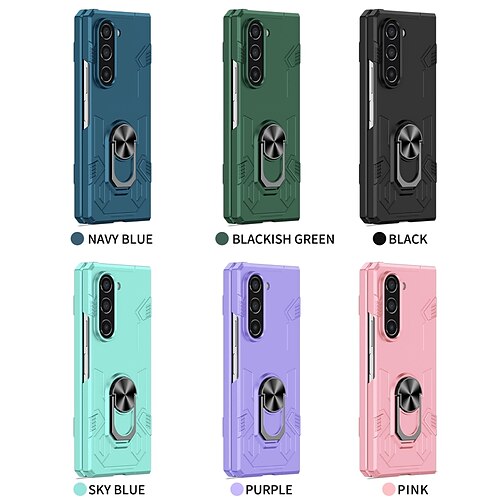 

Phone Case For Samsung Galaxy Z Fold 5 Z Fold 4 Z Fold 3 Z Fold 2 Back Cover Magnetic Adsorption Ring Holder Shockproof Tempered Glass Metal