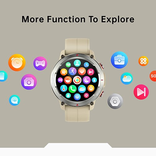 

696 FT53 Montre intelligente 1.43 pouce Smartwatch Montre Connectée Bluetooth Surveillance de la température Podomètre Rappel d'Appel Compatible avec Android iOS Femme Hommes Mode Mains-Libres Rappel