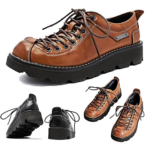 

Herren Outdoor Freizeitschuhe für Herren Retro Handgefertigte Schuhe Wandern Wanderschuhe Vintage Brautkleider schlicht Outdoor Täglich Leder Warm Körpergröße erhöhen Komfortabel Stiefeletten