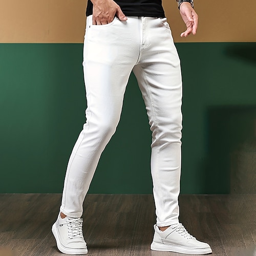 

Hombre Pantalones Chinos pantalones chinos Bolsillo Plano Comodidad Transpirable Exterior Diario Noche Mezcla de Algodón Moda Casual Blanco
