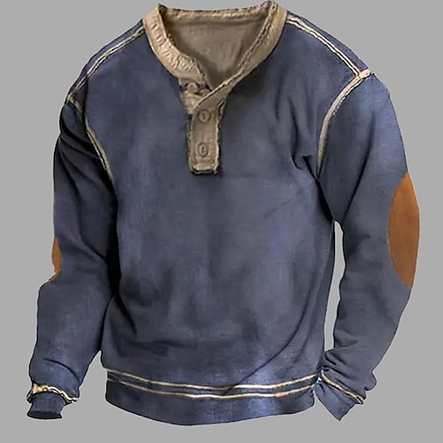 

Hombre Sudadera Azul Piscina Henley Bloque de color Retazos Deporte Diario Festivos Básico Casual Táctico Primavera Otoño Ropa Sudaderas con capucha Sudaderas