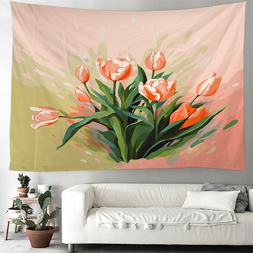 

Tapiz colgante de flores y plantas, arte de pared, tapiz grande, decoración mural, fotografía, telón de fondo, manta, cortina, decoración para el hogar, dormitorio y sala de estar