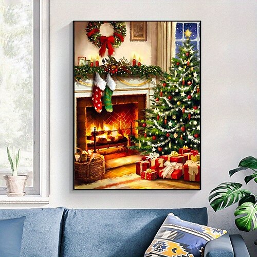 

tela de arte de parede de natal, presentes de árvore de natal, impressões e pôsteres, imagens abstratas de retrato, pintura decorativa em tecido para sala de estar, fotos sem moldura