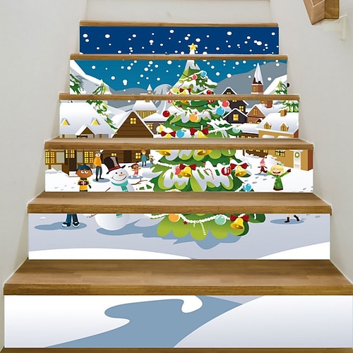 

3D-Aufkleber für Weihnachtstreppen, Aufkleber für Treppen, abnehmbare Fliesen, Aufkleber für Treppenstufen, Weihnachtsdekoration, 6 Stück, Weihnachtsdekoration für Zuhause