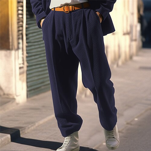 

Hombre pantalones de traje Pantalones de Pana Pantalones Pantalones de traje Bolsillo delantero Plano Comodidad Negocio Diario Festivos Moda Moderno Negro Azul Piscina