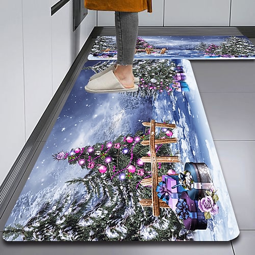 

Christmas Tree Doormat Non-Slip Oil Proof Rug Indoor Outdoor Xmas Mat Bedroom Decor Bathroom Mat Entrance Rug Door Mat Bedroom